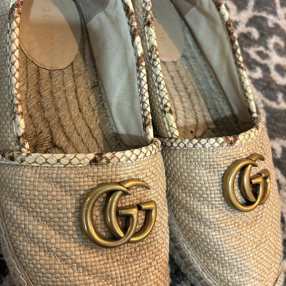 Gucci Raffia Espadrilles with Snake pattern border - Picture 2 of 5
